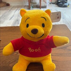 Classic Yellow Pooh Plush with Red Shirt - Kids Stuffed Animal